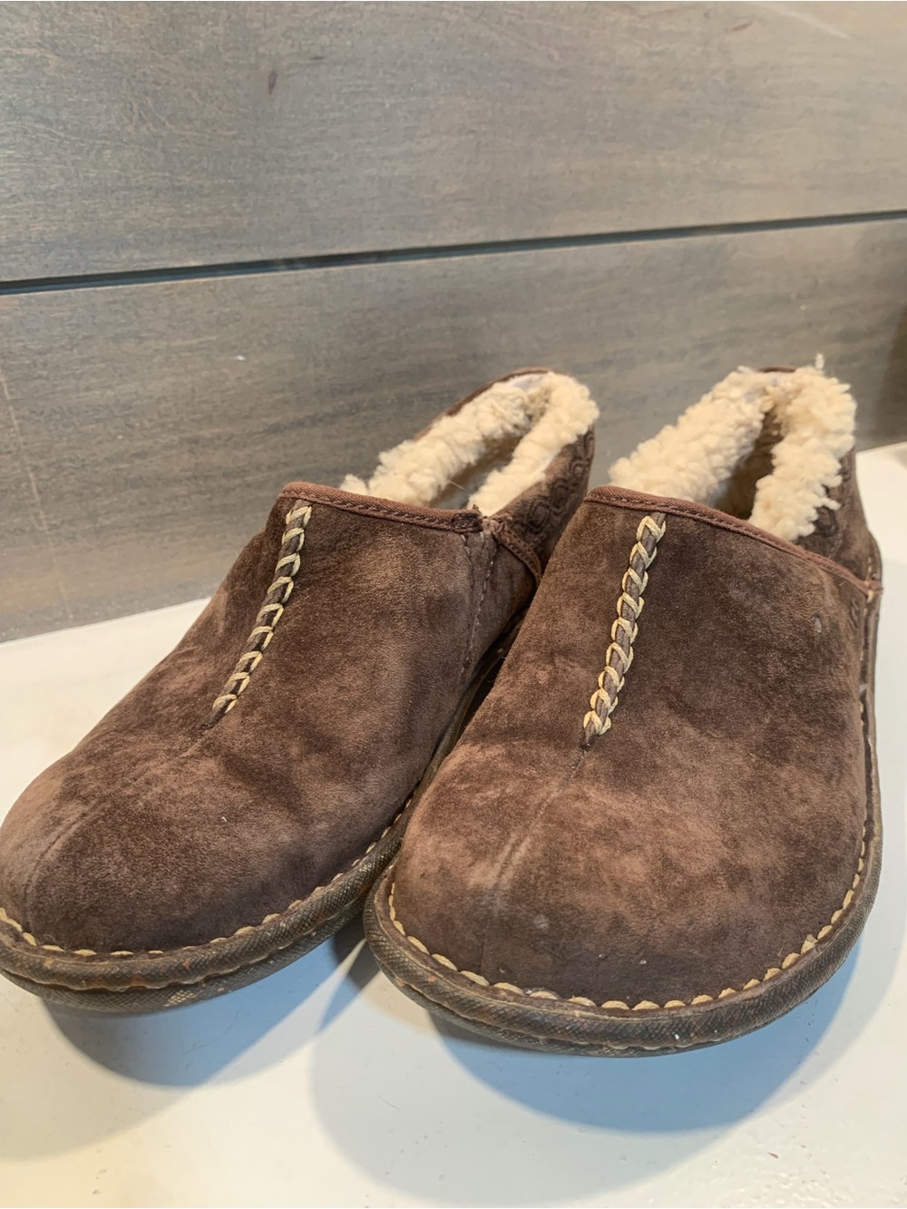 UGG Womens Bettey Brown Suede Sheep Skin Clog Sz 7 Casual Boho Fleece Lined - Picture 4 of 8
